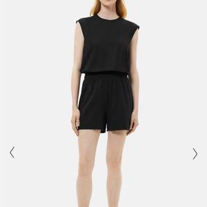Dolman Sleeve Romper in Drapey Pique (Deep Navy)